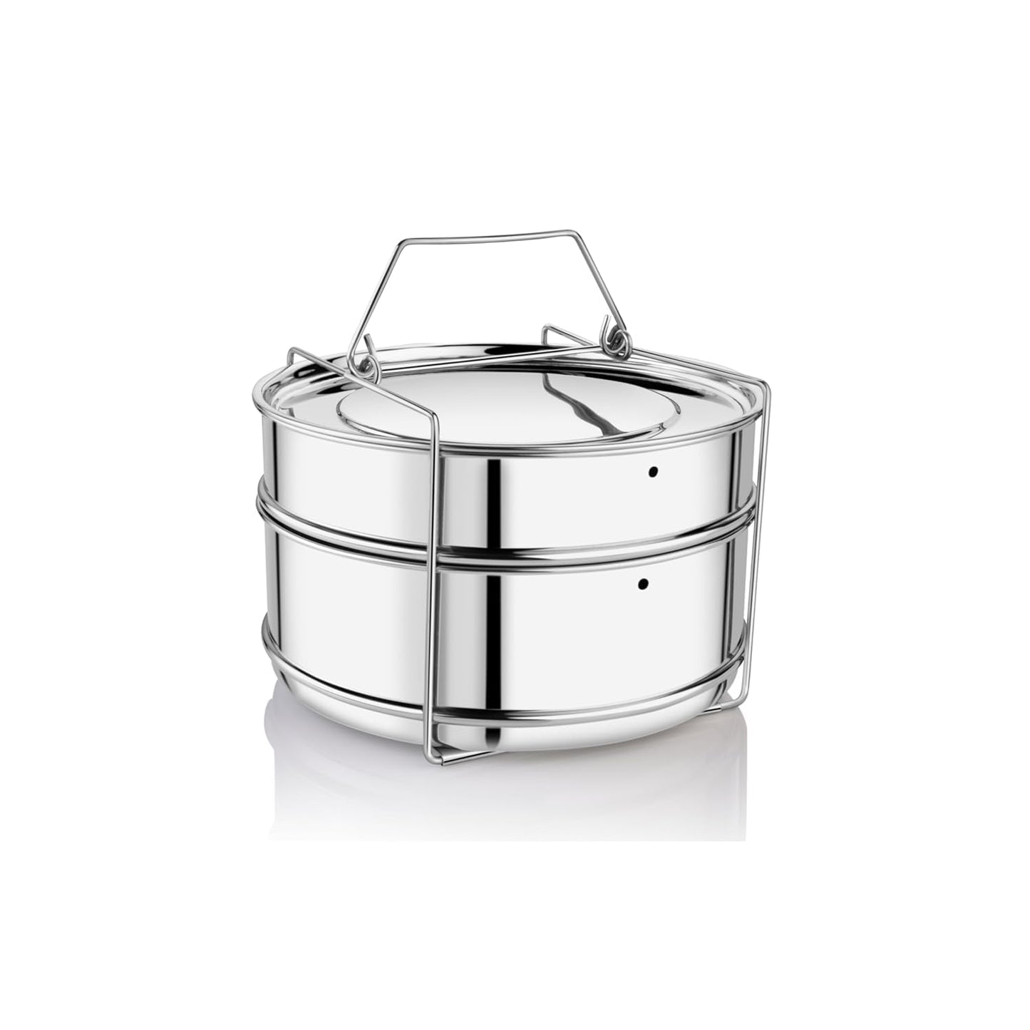 Durochef SS Cooker Separator P7.5 Suitable for 8.5 litres Prestige Popular and Popular Plus Outer Lid Pressure Cookers (2 Containers with Lifter, Stainless Steel)