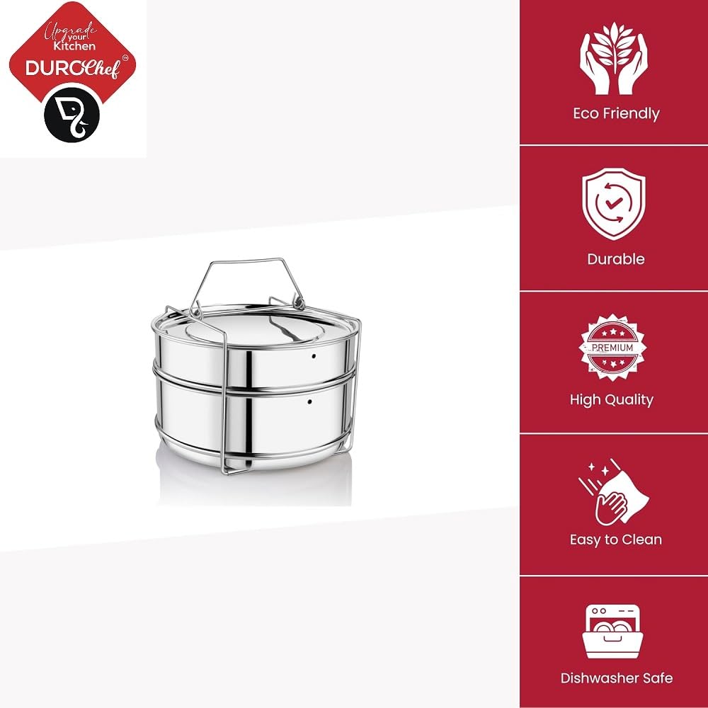 Durochef Stainless Steel Cooker Separator | Suitable for 5 Litres Prestige Deluxe Plus Hard Anodised Outer Lid Pressure Cookers