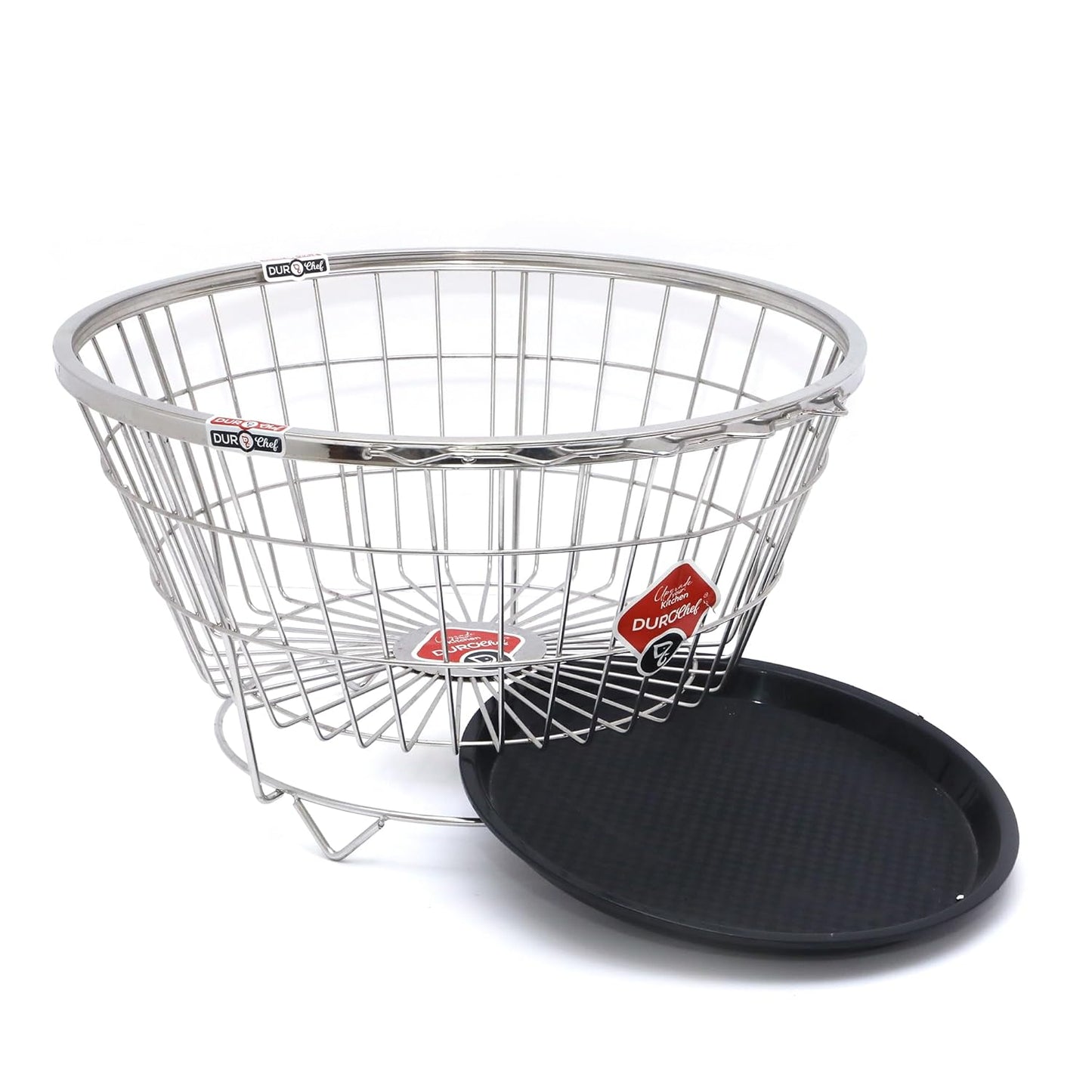 Durochef Clean Nest Stainless Steel Dish Dryer Basket, 50.8 cm, Wire Storage with Serving Tray