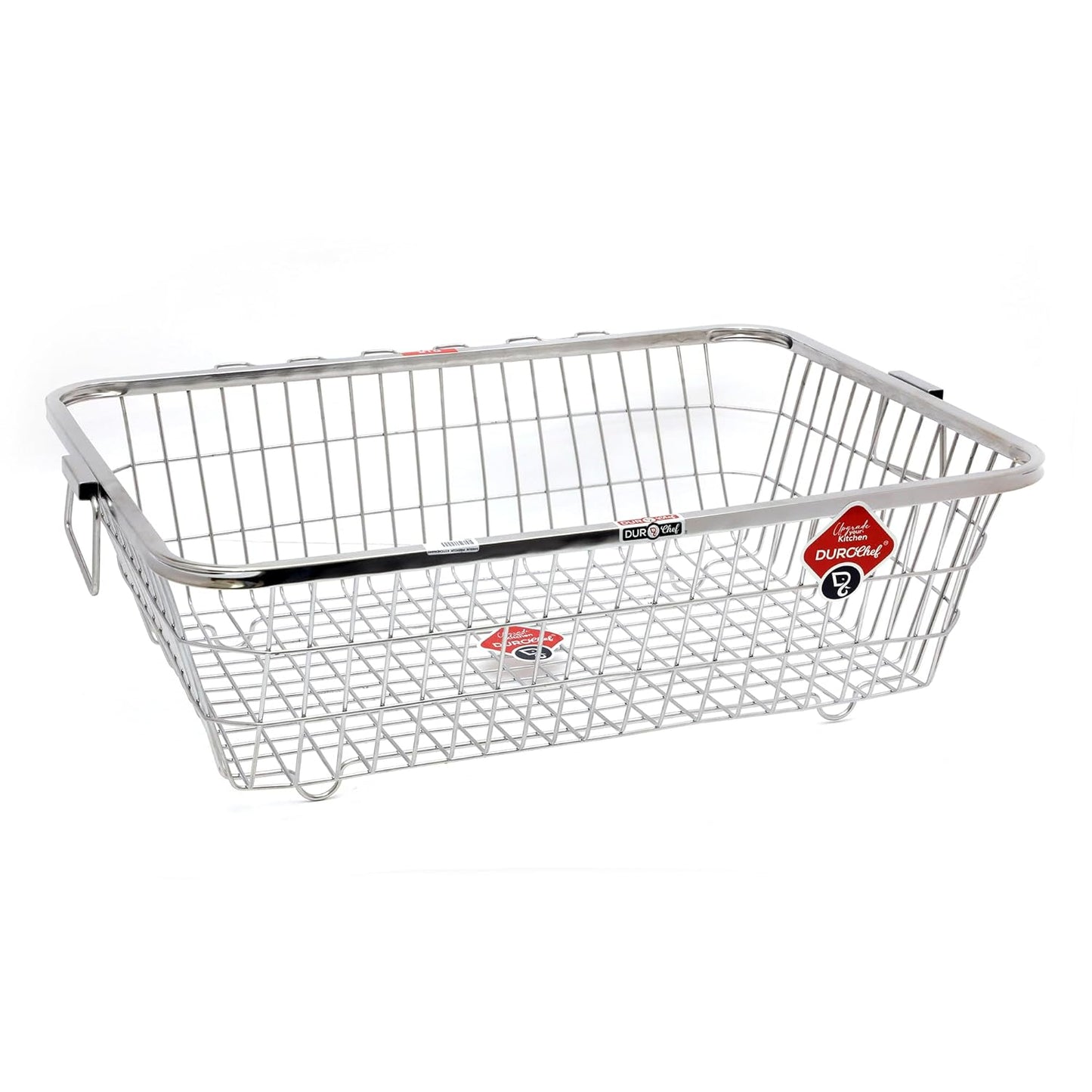 DuroChef ECODRYRACK Wire Storage Basket, Stainless Steel, Large Rectangular Kitchen Organiser (Big - 18 X 24 IN)