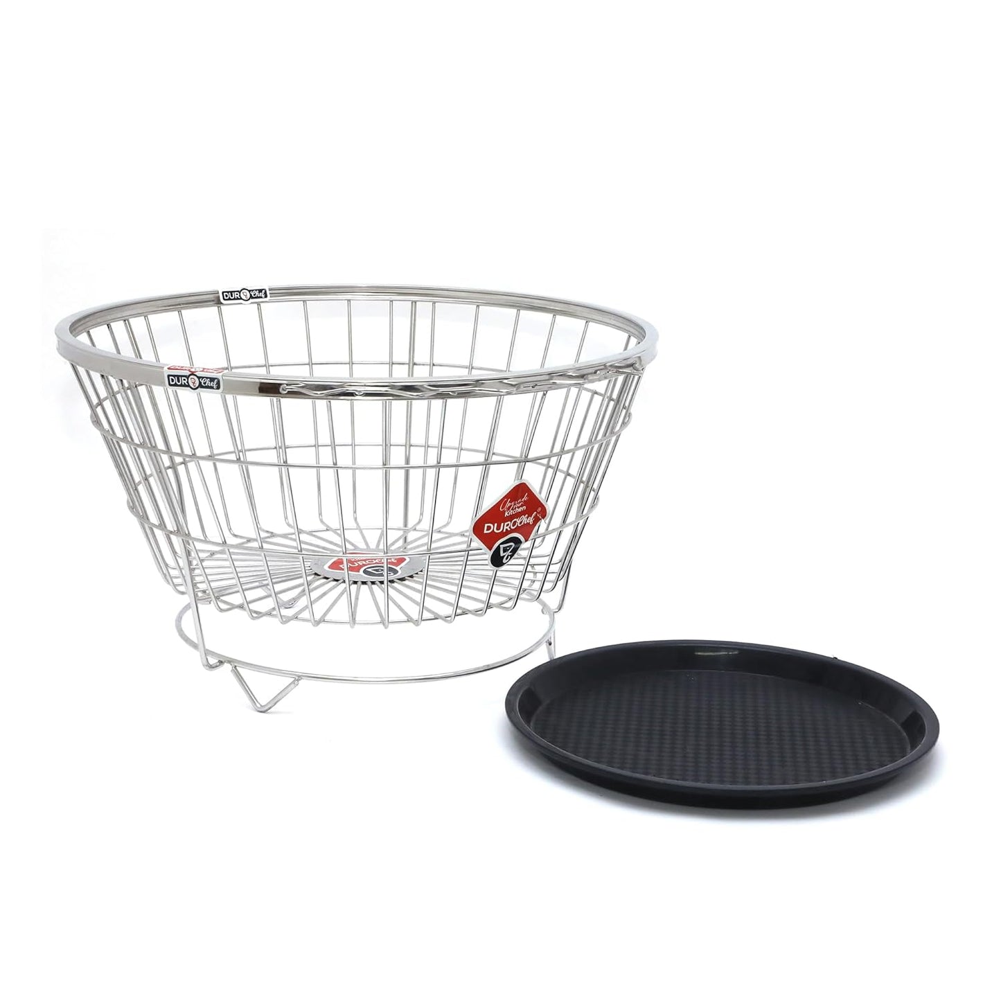 Durochef Clean Nest Stainless Steel Dish Dryer Basket, 50.8 cm, Wire Storage with Serving Tray