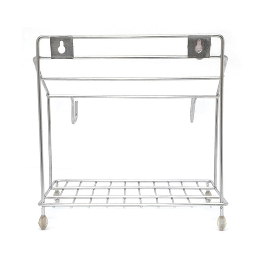 Durochef Kitchen Utensil Stand, Stainless Steel Wall Mount Organizer, 4-in-1 Rolling Pin and Board Holder